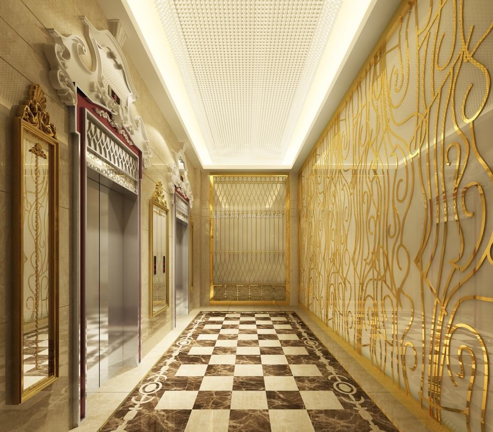 2018豪华酒店走廊背景墙装修效果图片
