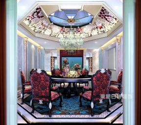 富力仙湖500平新装饰主义风格餐厅装修效果图
