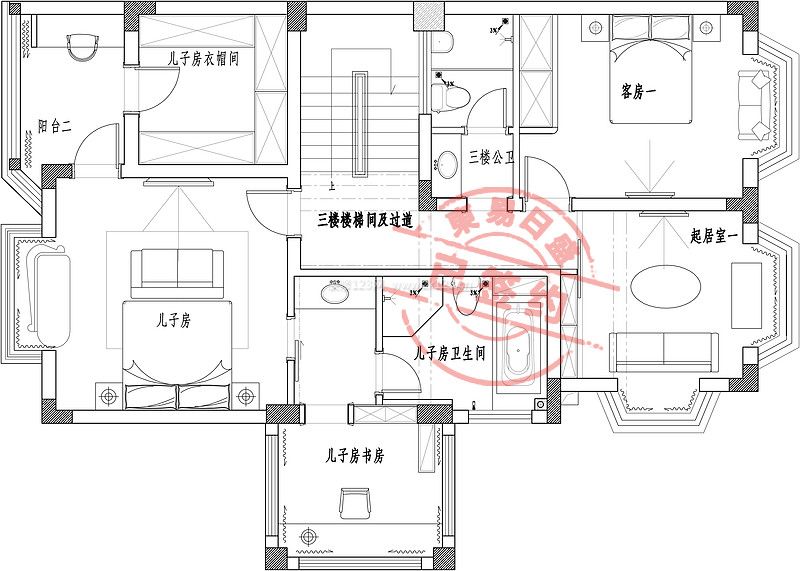 卡爾頓美式風(fēng)格380平米戶(hù)型圖