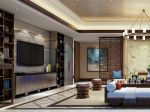 誉峰360㎡大平层新中式风格装修客厅背景墙效果图