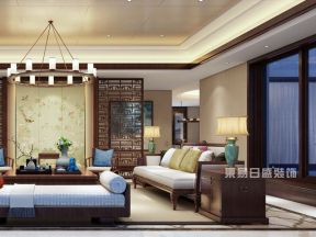 誉峰360㎡大平层新中式风格客厅隔断装修效果图