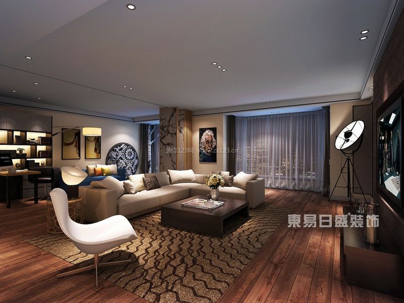 华贸城现代前卫风格200平米客厅装修效果图
