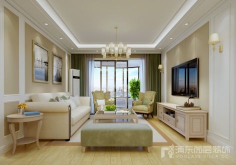 2018上海美式风格客厅装修效果图
