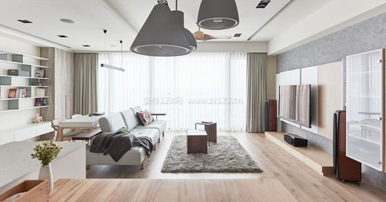 现代风格105平米三居室客厅装修设计案例
