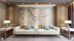 中式别墅客厅沙发背景墙装修设计