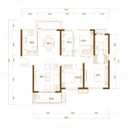 G-A4户型， 3室2厅2卫1厨， 建筑面积约134.58平米