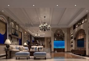 2020美式别墅客厅效果图 客厅沙发背景墙设计效果图