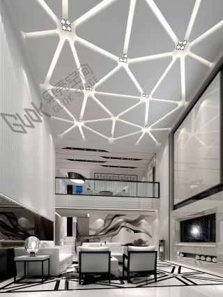 2023现代别墅客厅吊顶灯设计效果图大全