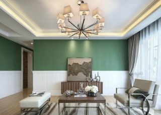 美式风格样板房客厅墙壁颜色搭配设计图片