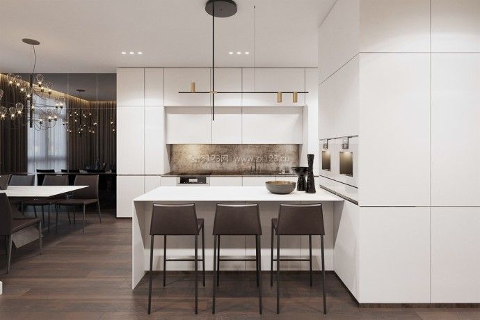 2023簡約現(xiàn)代廚房吧臺餐桌裝修效果圖