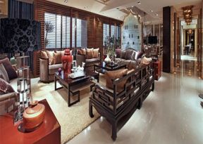 三居130平中式风格客厅沙发装修设计