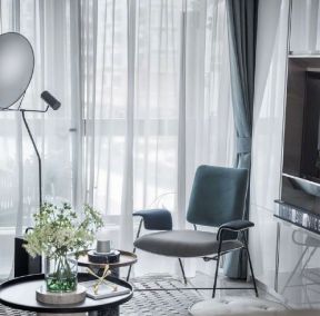 北欧风格客厅设计 2020客厅白色纱窗帘效果图
