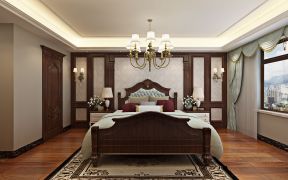 卧室古典欧式风格床头背景墙装修图