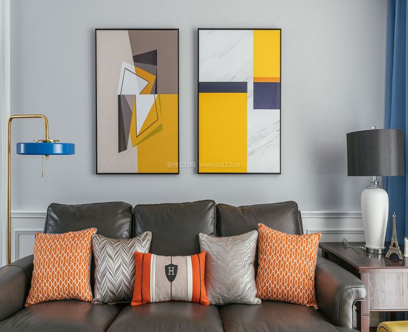 现代美式风格客厅沙发布置图片