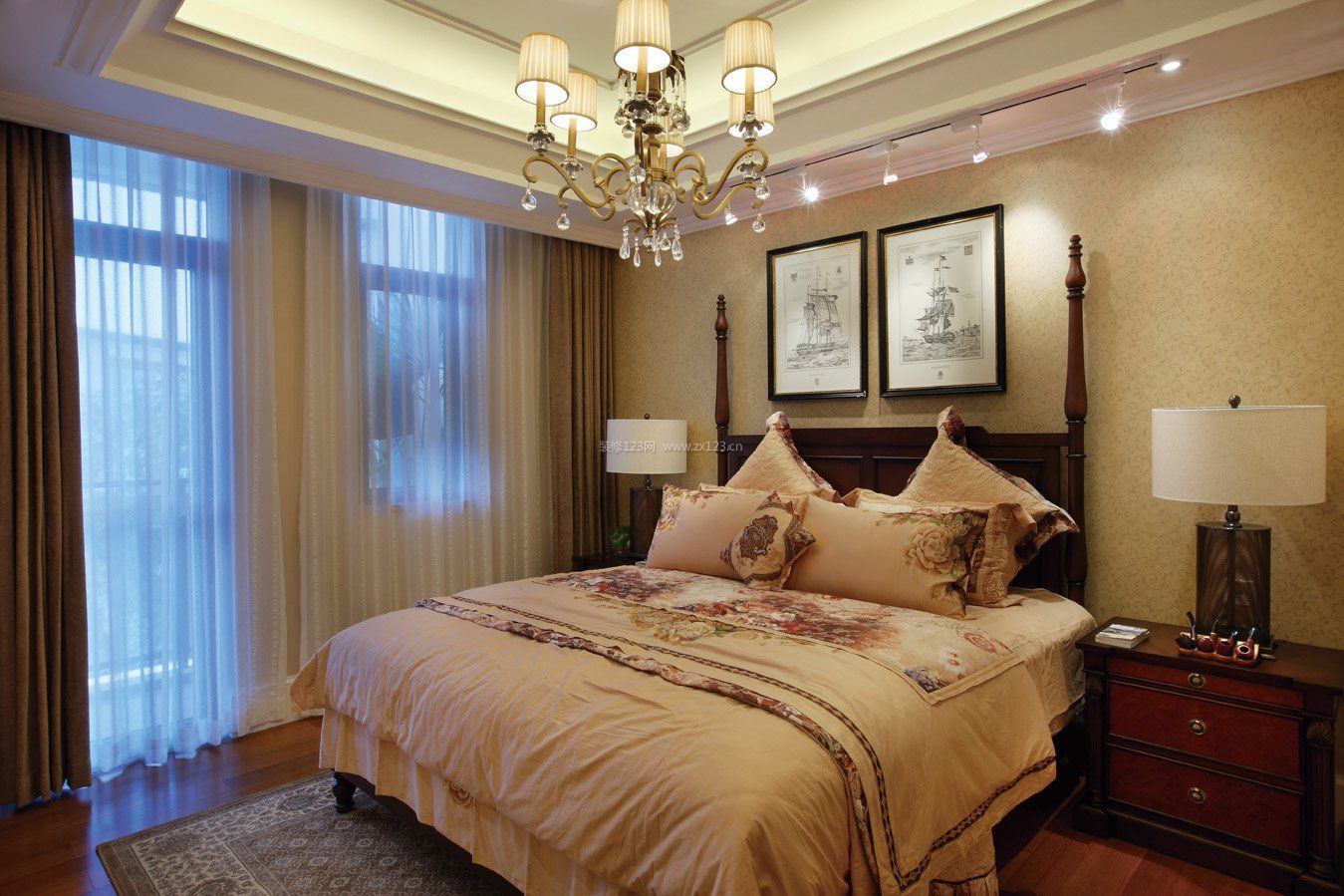 100平米样板间美式卧室窗帘效果图欣赏