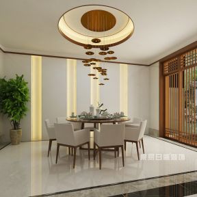 重庆鲁能F街区新中式风格260平餐厅装修效果图