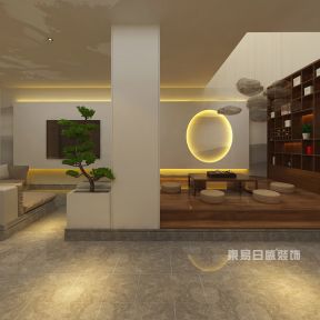 重庆鲁能F街区新中式风格260平茶室装修效果图