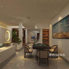 重庆鲁能F街区新中式风格260平休闲室装修效果图