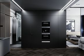 家居隐形门设计 2020装修隐形门效果图 黑色风格装修效果图 