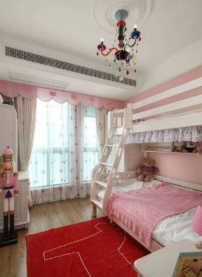 2023北欧温馨粉红女孩儿童卧室装修效果图