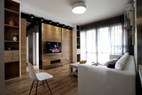 2020电视木板背景墙效果图 布艺白色沙发图片 客厅铺木地板效果图 