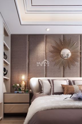 港式风格卧室床头背景墙装饰图片