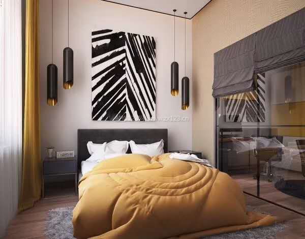 2020现代卧室装修效果 床头吊灯效果图