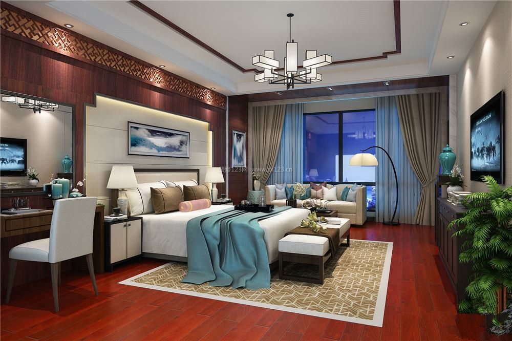 150平三居新中式臥室裝修設(shè)計(jì)案例