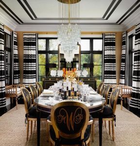 豪华餐厅黑白窗帘装修实景设计图片