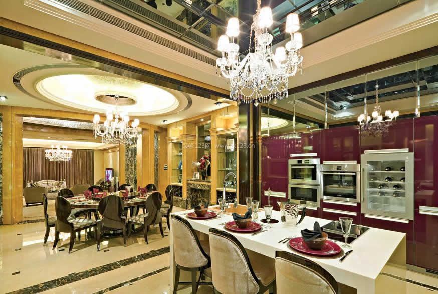 时代庐山新式古典285平别墅餐厅装修案例