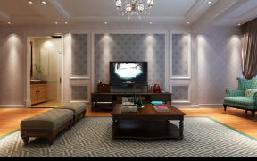 简约美式客厅装修效果图 简约美式客厅电视墙装修效果图