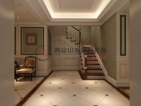 2023美式别墅室内楼梯设计效果图