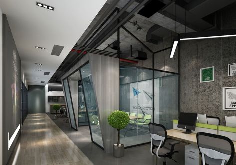 西安首座大厦172平米混搭风格办公室装修设计方案 西安欧浓装饰公司