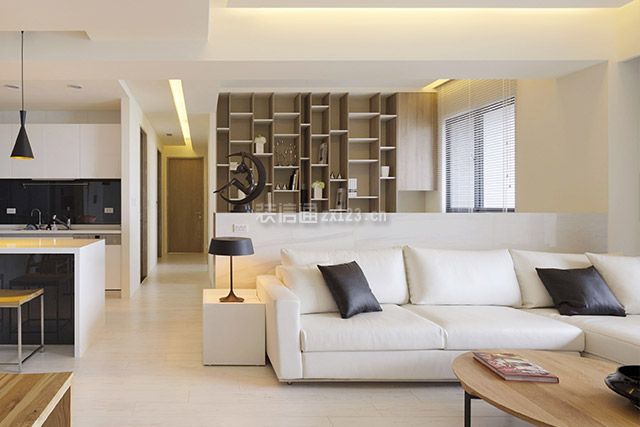 鼎和家园120㎡现代简约客厅过道装修案例