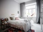 北欧风格卧室灰色窗帘设计图片