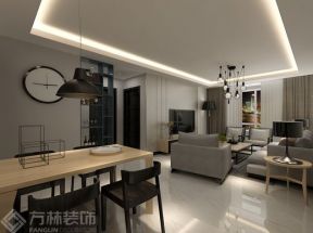 簡約風(fēng)格三居室餐廳長方形餐桌裝修效果圖
