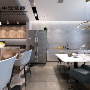 中南军山半岛180平米四居室现代简约风格装修客餐厅一体效果图