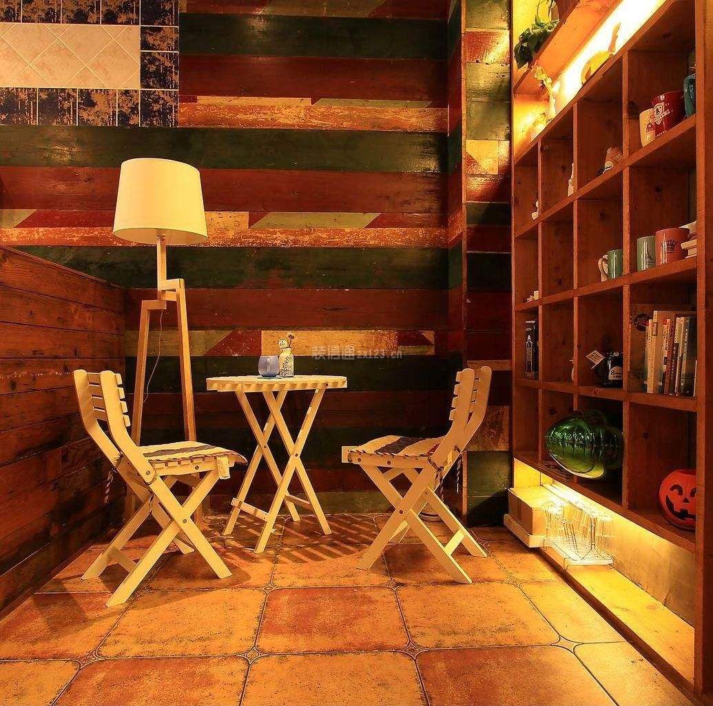 田园风格咖啡屋室内折叠桌椅装修图片