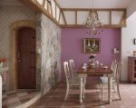美式乡村风格餐厅紫色背景墙装饰设计