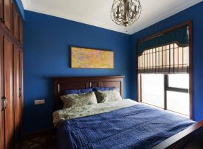 乡村美式床 室内美式床图片 主卧室背景墙效果图 