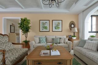 美式乡村客厅布艺沙发装饰设计图片