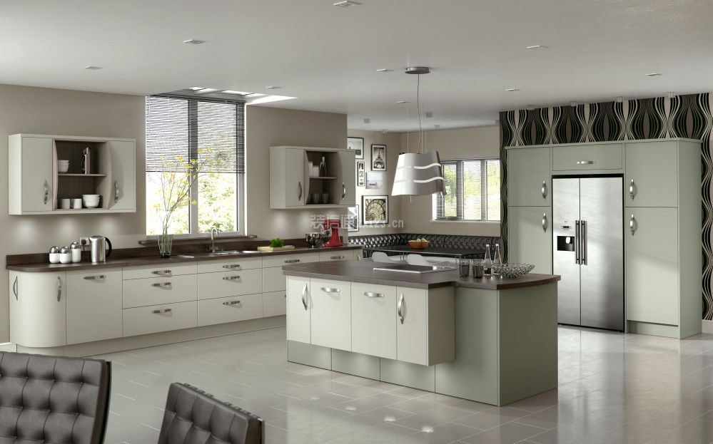 2022现代大厨房板式大理石橱柜台面装修图片
