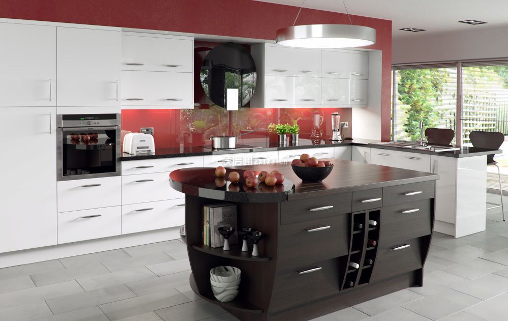 现代风厨房白色板式橱柜装修设计效果图片