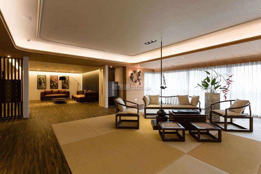 160平新中式风格四居客厅装修效果