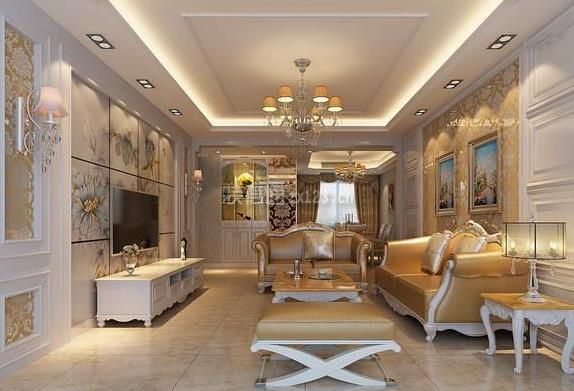 欧式客厅装潢设计效果图 欧式客厅吸顶灯