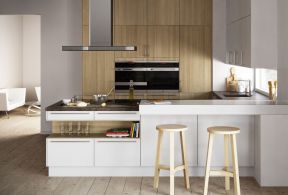 2023简单厨房板式橱柜白色台面装修设计图片