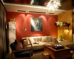 80平两居东南亚风格客厅沙发背景墙设计