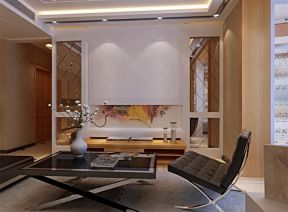 现代风格客厅镜面电视墙设计效果图
