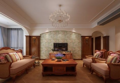 冠泰城国145平米三居室美式风格装修效果图