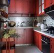127平方米新房红色厨房橱柜效果图